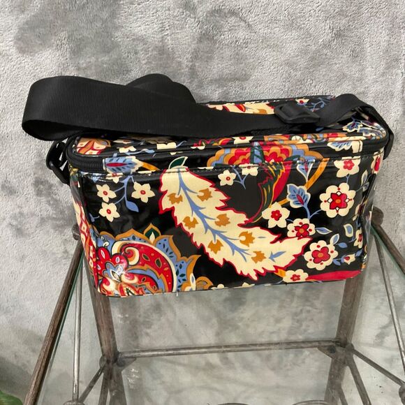 Vera Bradley Mini Cooler Floral Black Insulated Coated Lunch Bag Sack Zipper - Picture 3 of 15